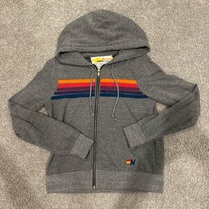 Aviator Nation Grey Stripe Hoodie- Adult Small
